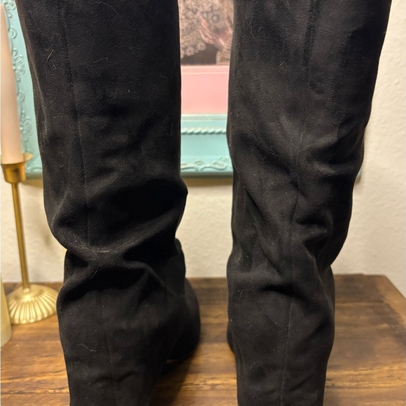 Nine West Black Over the Knee Slouchy Boots with Suede Finish - Picture 4 of 7